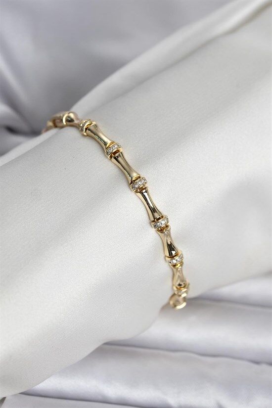 Pirinç Gold Renk Kemik Model Kadın Bileklik