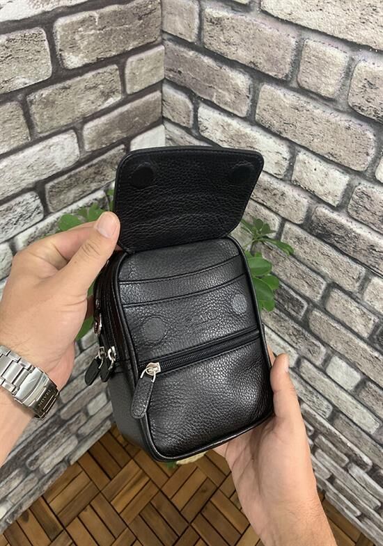 Guard Mini Siyah Deri El Çantası