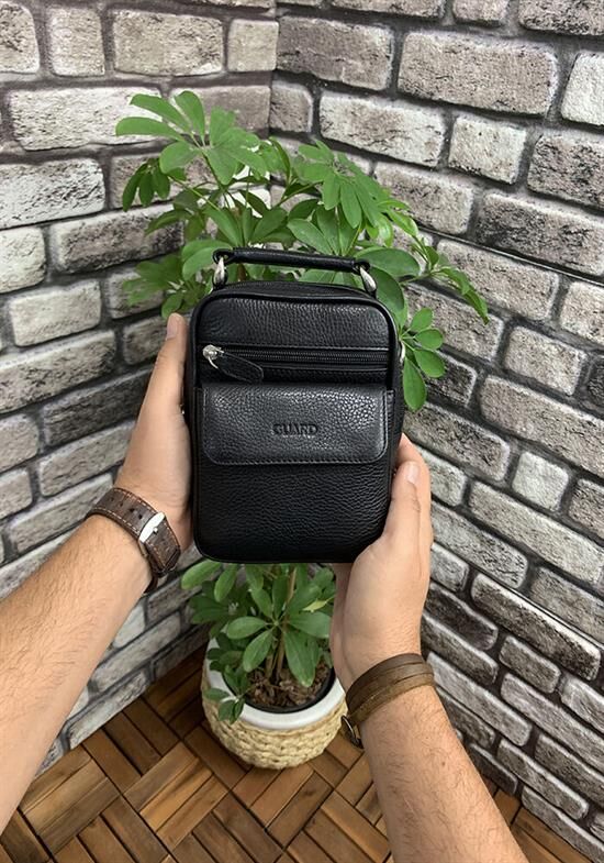 Guard Mini Siyah Deri El Çantası