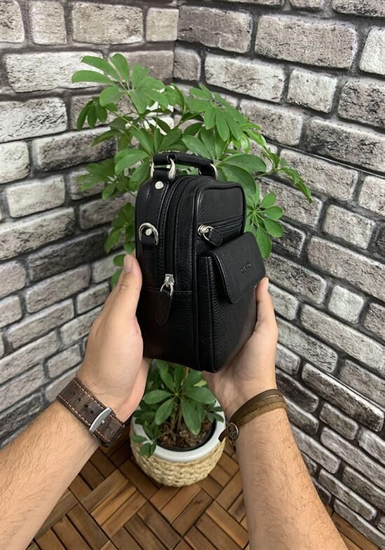 Guard Mini Siyah Deri El Çantası