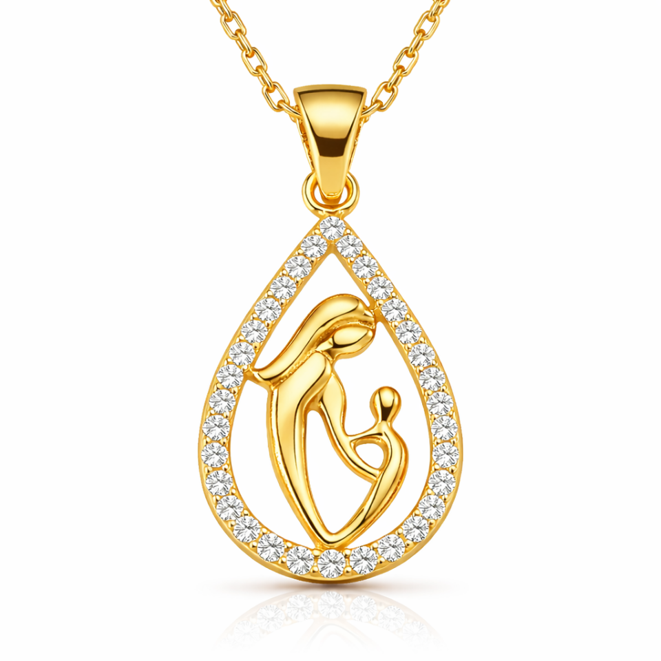 Gümüş Gold Damla Anne Çocuk Kolyesi