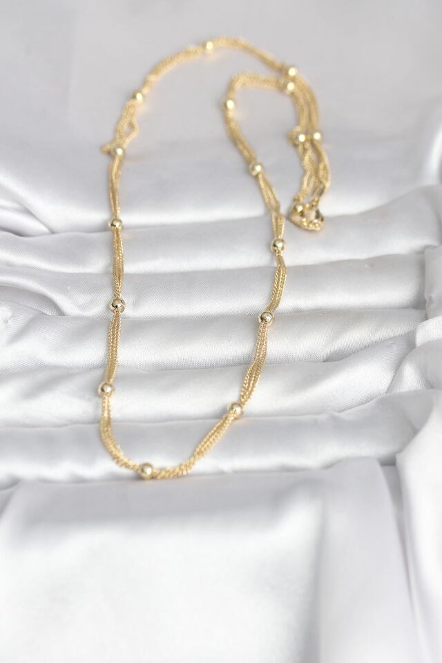 CM 14K Gold Renk Topçuk Model 60 cm Kadın Kolye