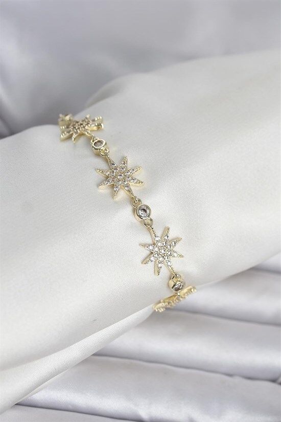 Pirinç Gold Renk Kutup Yıldızı Model Kadın Bileklik