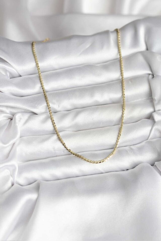14K Gold Renk Kaplama Ezme Zincir Model CM Kadın Kolye