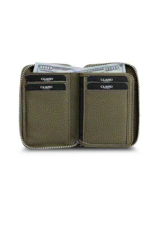 Guard Fermuarlı Yeşil Deri Mini Cüzdan