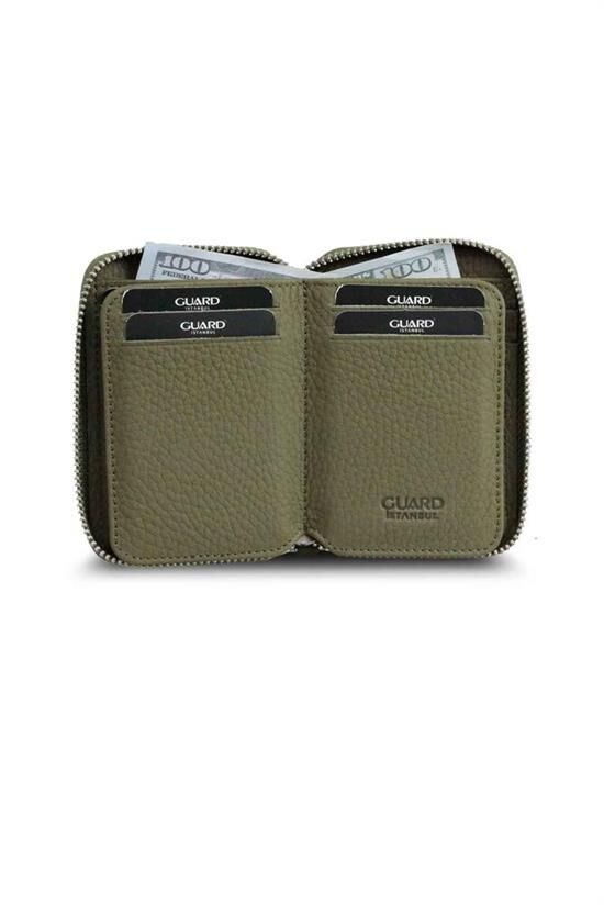 Guard Fermuarlı Yeşil Deri Mini Cüzdan
