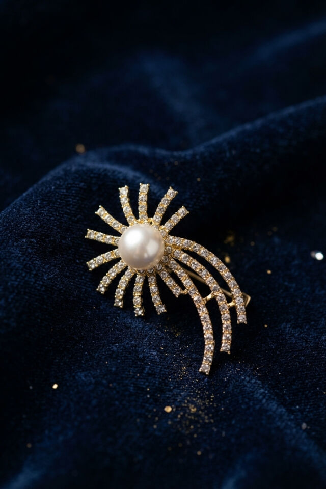 Gold Renk Zirkon Taşlı Halley Model Broş