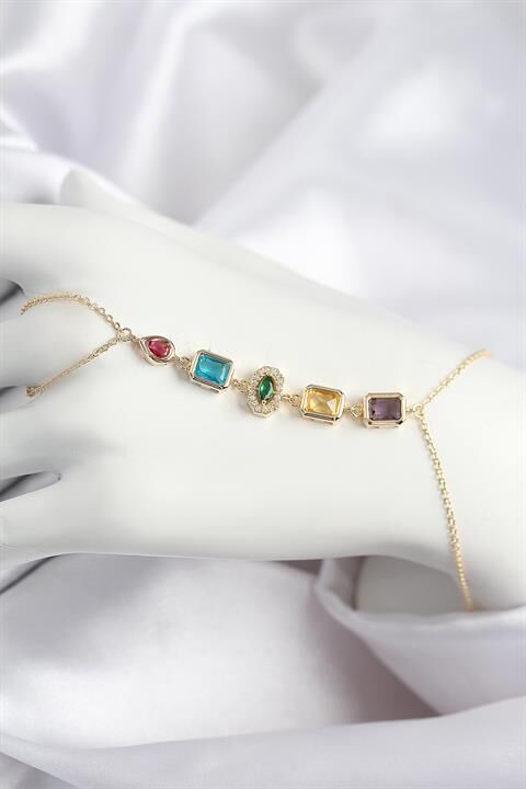 Pirinç Renkli Zirkon Taşlı Model Gold Renk Şahmeran