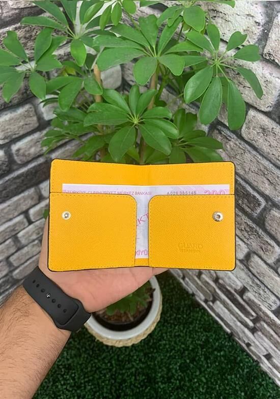 Guard Sarı Saffiano Patlı Tasarım Deri Kartlık