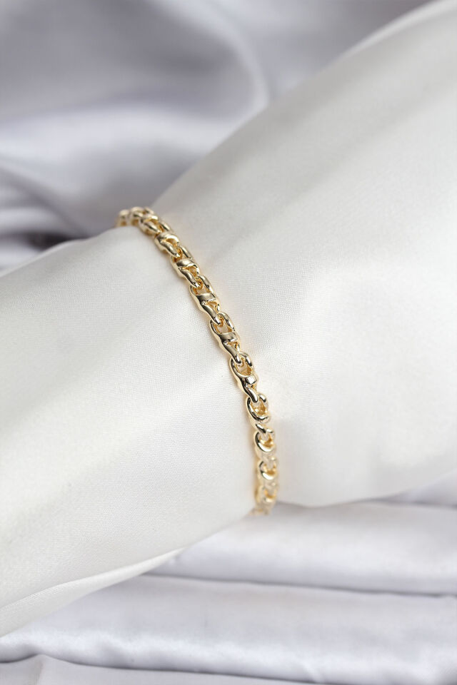 14K Gold Renk Kaplama Zincir Model Kadın CM Bileklik