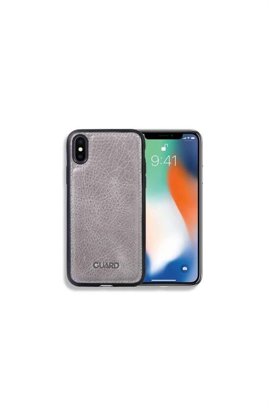 Guard Antik Deri Gri iPhone X / XS Kılıfı
