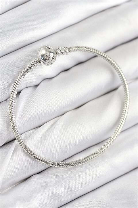 Pirinç Charm Topcuk Model Gümüş Renk Kadın Bileklik