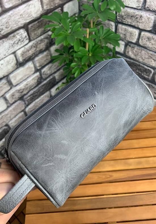 Guard Antik Gri Unisex Deri El Çantası