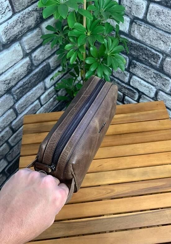 Guard Antik Kahverengi Unisex Deri El Çantası