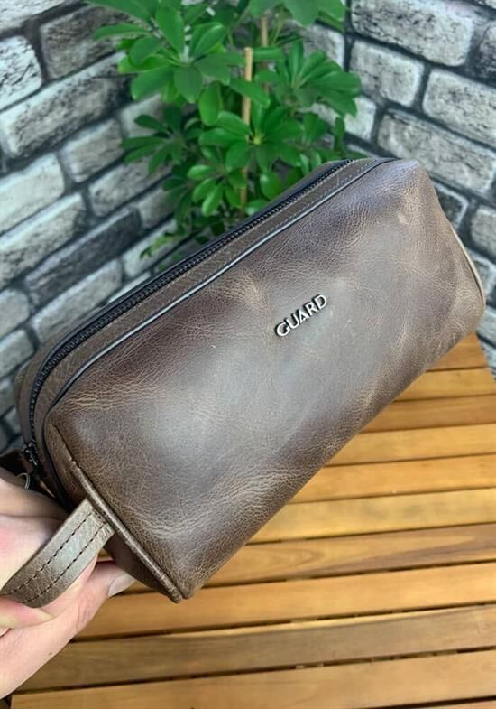 Guard Antik Kahverengi Unisex Deri El Çantası