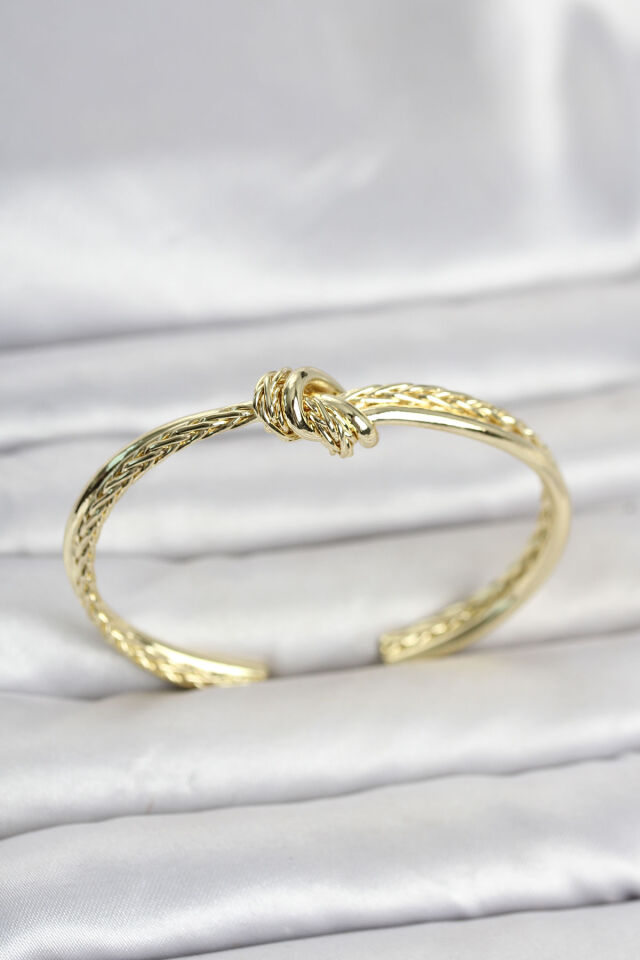 Gold Renk Düğüm Model Pirinç Kadın Bileklik