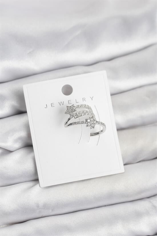 Gümüş Renk Zirkon Taşlı Yıldız Model Kıkırdak Earcuff Küpe