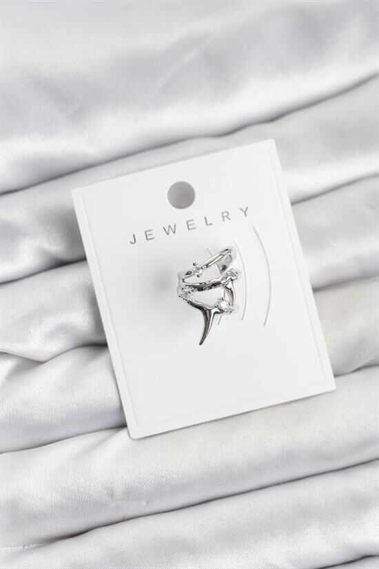 Gümüş Renk Pirinç Diken Model Kıkırdak Earcuff Küpe