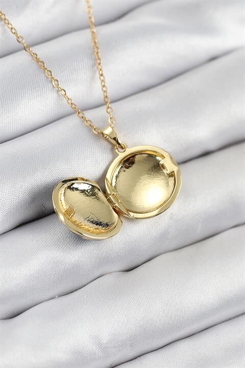 316L Çelik Açılabilr Kapaklı Deniz Model Gold Renk Kadın Kolye