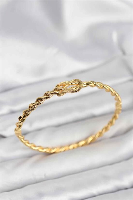 Düğüm Model Pirinç Gold Renk Kadın Kelepçe Bileklik