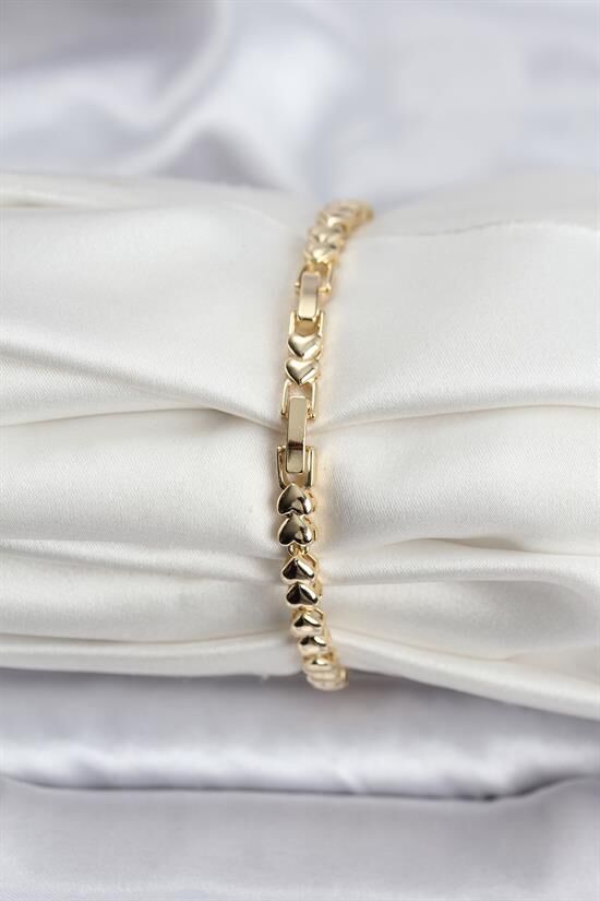 14K Gold Renk Kaplama Kalp Model CM Kadın Bileklik