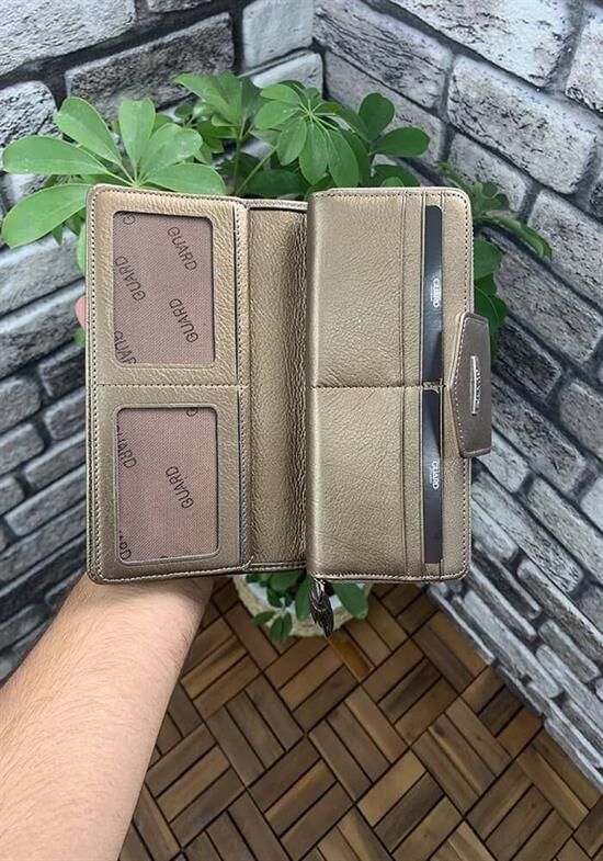 Guard Gold Fermuarlı ve Deri Patlı El Portföyü