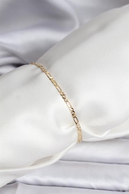14K Gold Renk Kaplama Minimal Zincir Model CM Kadın Bileklik