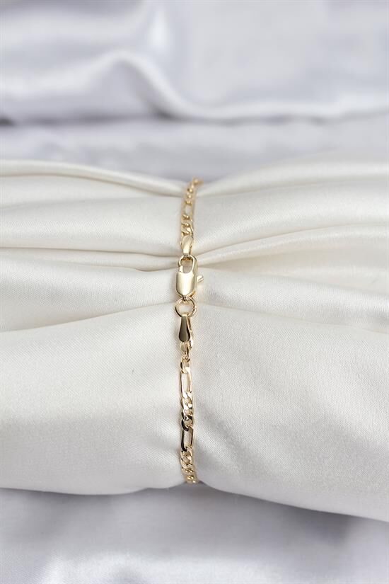 14K Gold Renk Kaplama Minimal Zincir Model CM Kadın Bileklik