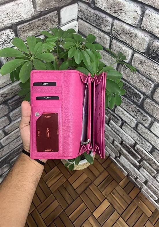 Guard Pembe Deri Fermuarlı Bayan Cüzdanı