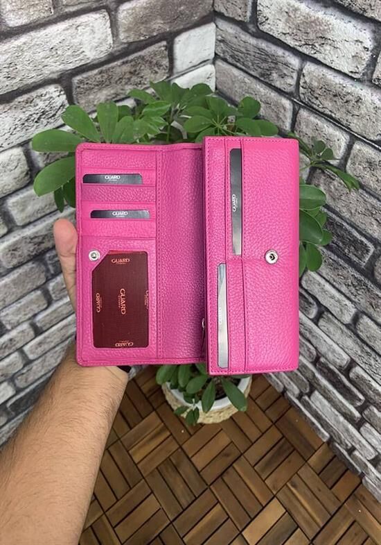 Guard Pembe Deri Fermuarlı Bayan Cüzdanı