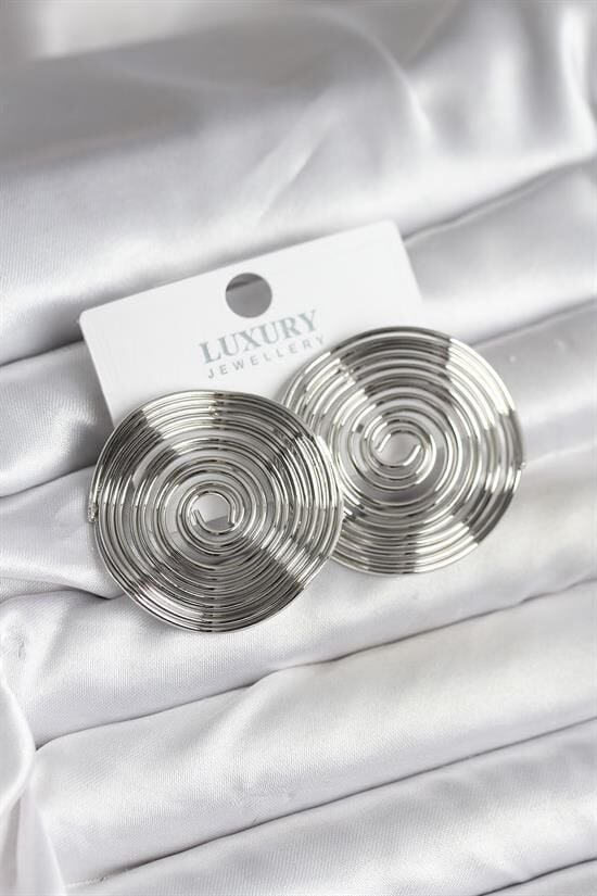 Pirinç Gümüş Renk Circle Model Kadın Küpe