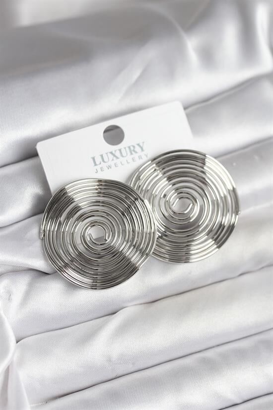 Pirinç Gümüş Renk Circle Model Kadın Küpe