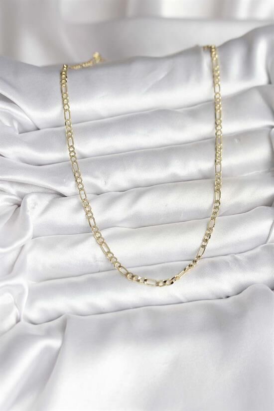 14K Gold Renk Kaplama Kuşgözü Zincir Model Pirinç CM Kadın Kolye