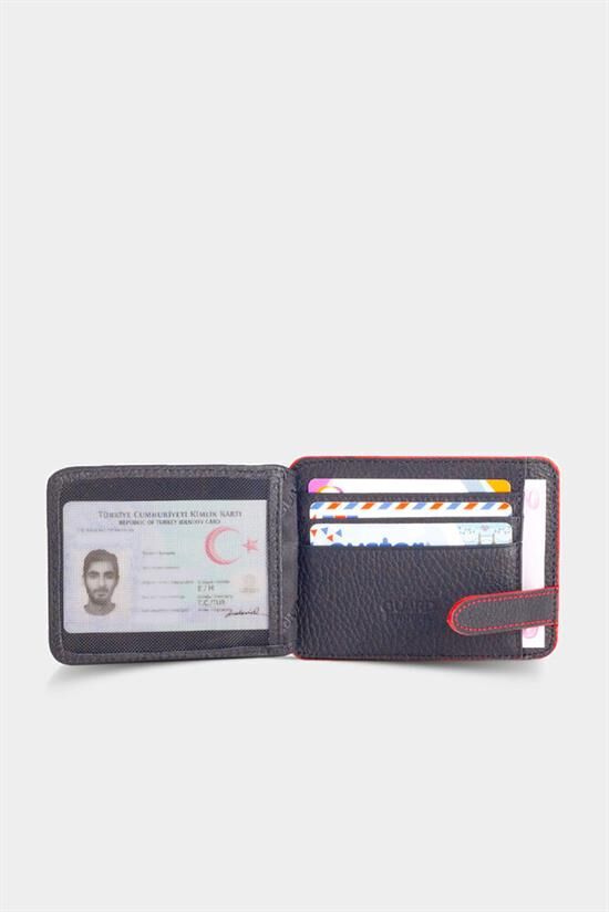 Guard Mat kırmızı Kırmızı Dikişli  Deri Kartlık