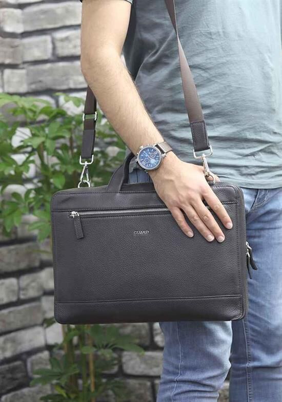 Guard Kahverengi Deri Özel Üretim Laptop ve Evrak Çantası