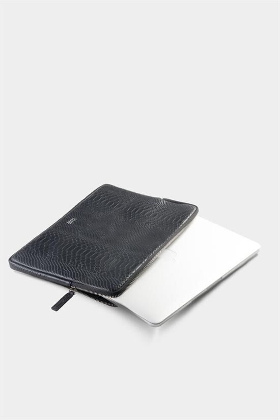 Guard Siyah Piton Baskı Deri Clutch Çanta