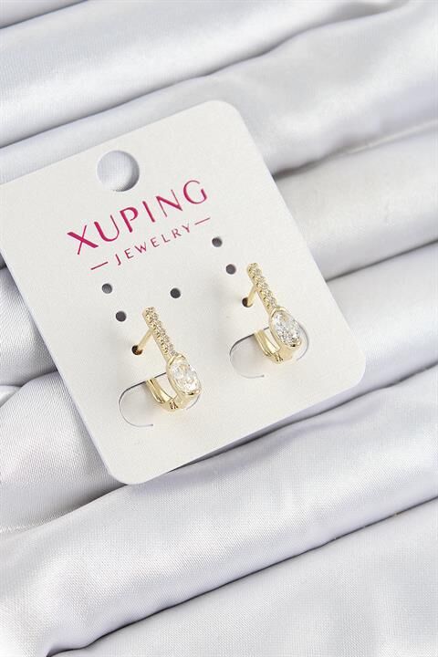Xuping Zirkon Taşlı I Model Gold Renk Kadın Küpe