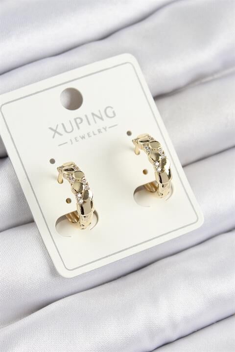 Xuping Zirkon Taşlı Halka Model Gold Renk Kadın Küpe