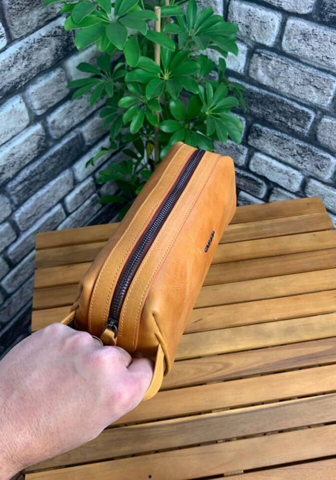 Guard Antik Sarı Unisex Deri El Çantası