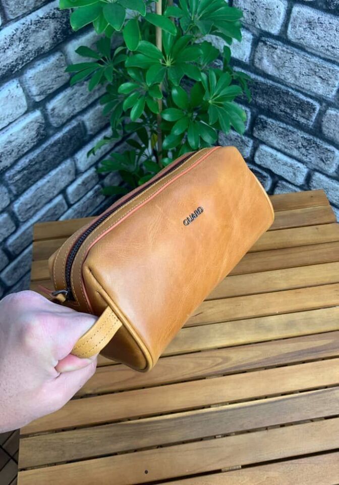 Guard Antik Sarı Unisex Deri El Çantası