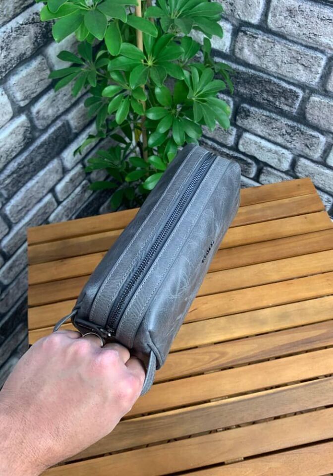Guard Antik Gri Unisex Deri El Çantası