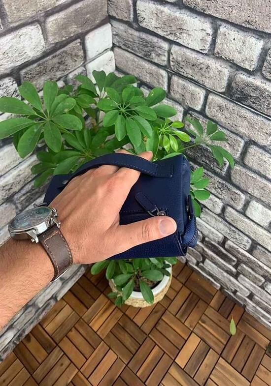 Guard Lacivert Patlı Deri El Çantası