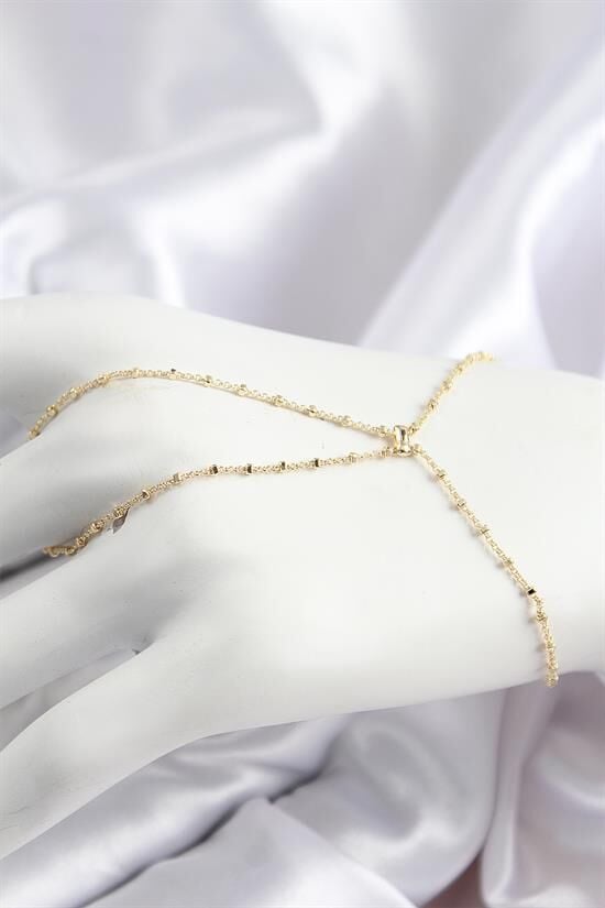 Pirinç Boncuk Zincirli X Model Gold Renk Kadın Şahmeran