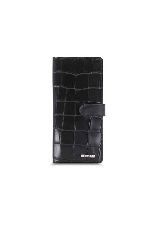 Guard Large Croco Siyah Kart ve Para Slotlu Deri Telefon Cüzdanı