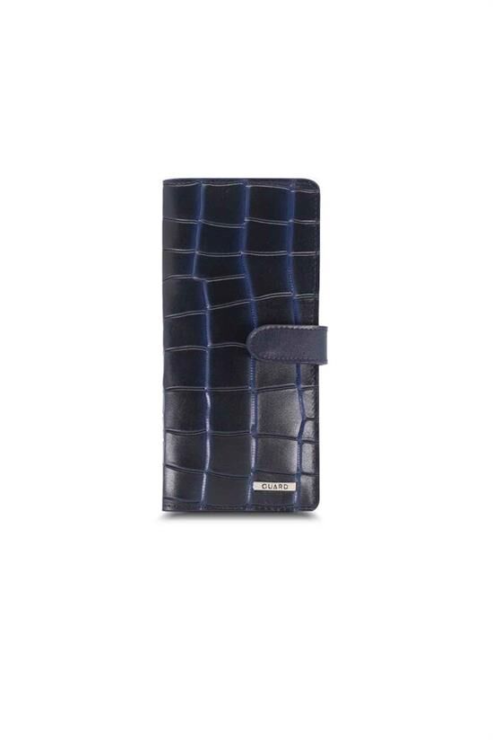 Guard Large Croco Lacivert Kart ve Para Slotlu Deri Telefon Cüzdanı