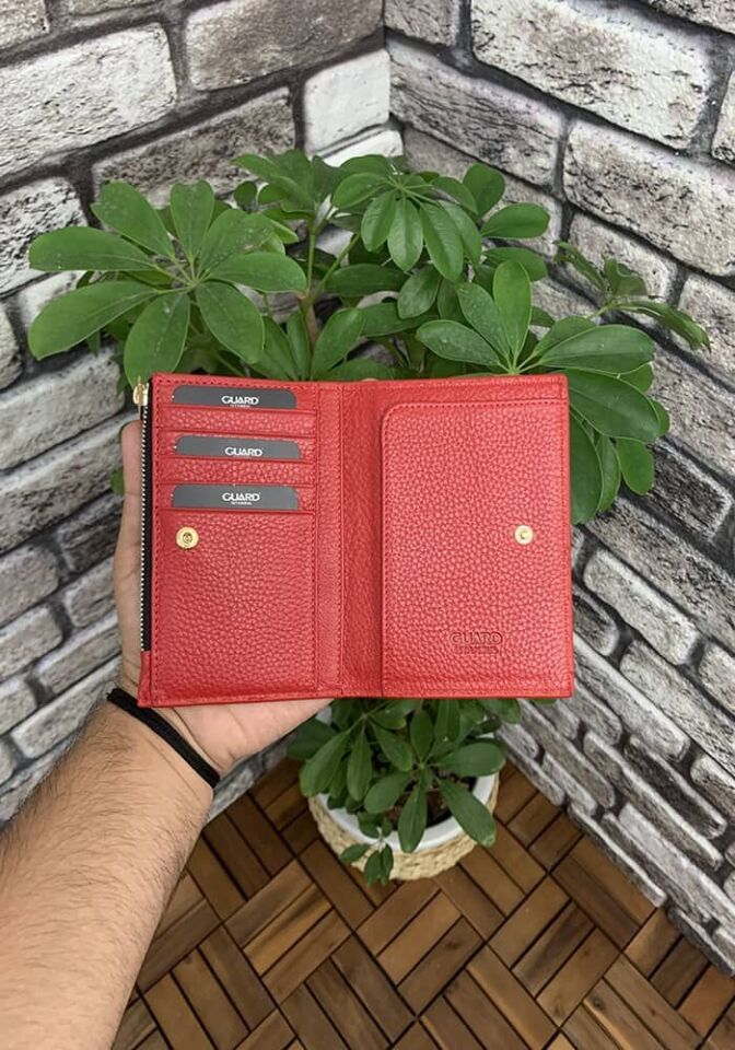 Guard Çıtçıtlı İnce Kırmızı Deri Cüzdanı