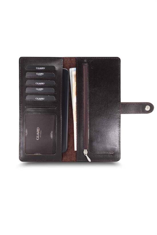 Guard Large Croco Kahverengi Kart ve Para Slotlu Deri Telefon Cüzdanı
