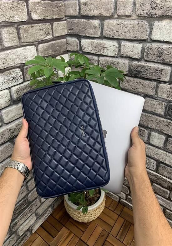 Guard Lacivert Capitone Clutch Çanta