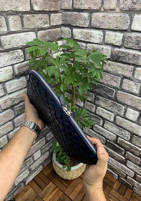 Guard Lacivert Capitone Clutch Çanta