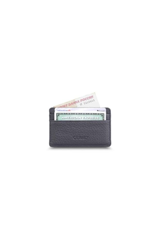 Guard Ultra İnce Unisex Siyah Minimal Deri Kartlık